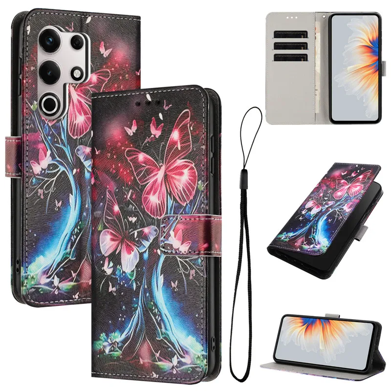 Flip Cover Wallet Phone Case For itel S25 Ultra S23 P55 Plus A70 A60 A50 A80 P65 Leather Magnetic Cases Butterfly Pattern Etui