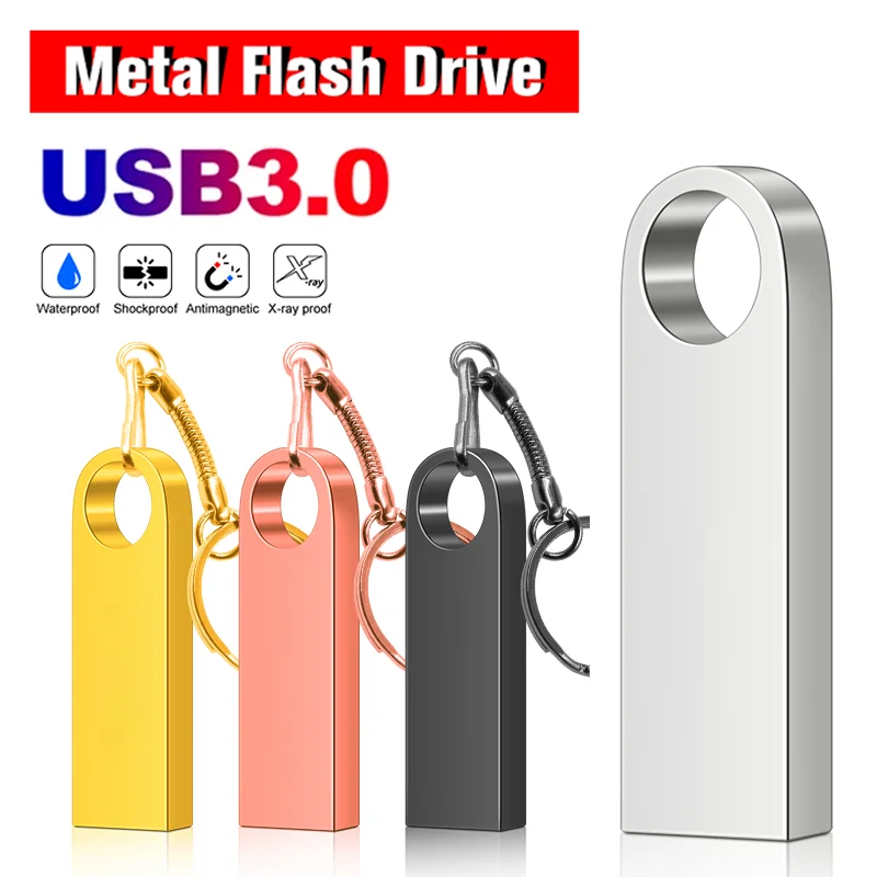 Unidad Flash USB 3,0 de Metal, Pendrive de transferencia de archivos de alta velocidad, 2TB, 1TB, gran capacidad, resistente al agua, disco U con llavero, regalo