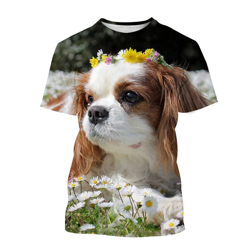 Cavalier King New Animal Dog 3D Printing T-shirt Fashion Casual Cute Design Harajuku Style Hip-Hop T-Shirt