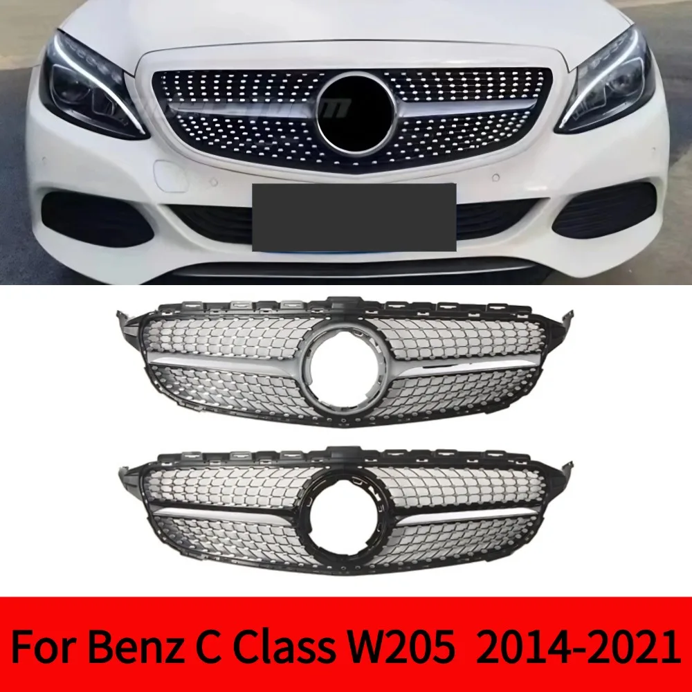 

For Mercedes Benz W205 C S205 C205 2014-2021 C260 C250 C180 C200 C300 Sport Tuning RefitFront Grille Bumper Grill Style