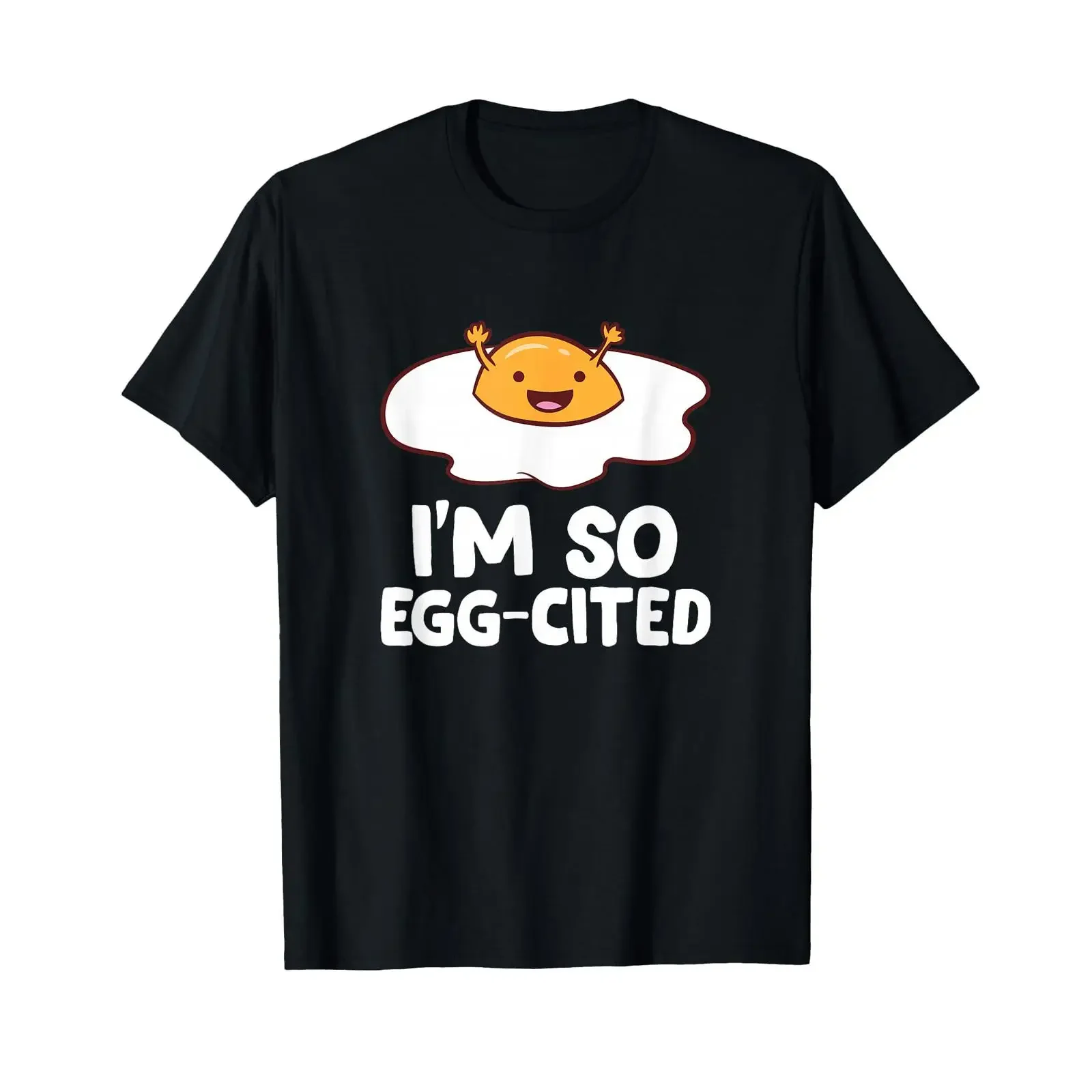 I'm So Egg Cited Breakfast Eggs Fried T Shirt Small vintage Washed Stylish streetwear Stretched graphic Soft homme fashion