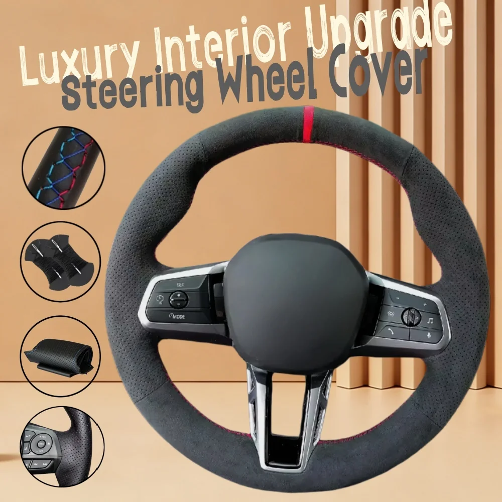 Customiz Soft And Comfortable Suede Leather Car Steering Wheel Cover U10 U11 IX1 2023 2024 Steering Wrap Cover For BMW X1