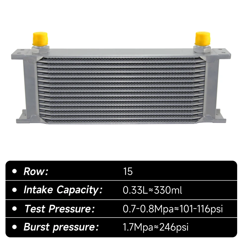 Transmission Aluminum Oil Cooler 248MM 7/8-14 UNF Black/Silver AN10 Universal 15/22 Row  Engine