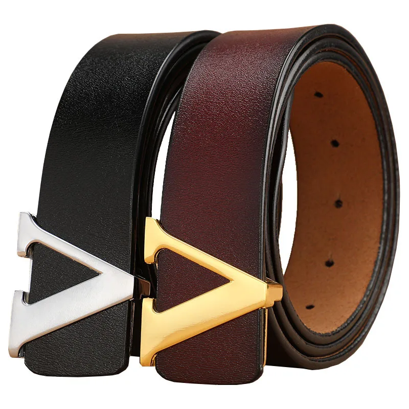 New Retro Smooth Buckle Belt Men's Oversized Leather Pure Cowhide Letter Belt Designer Belts Men High Quality