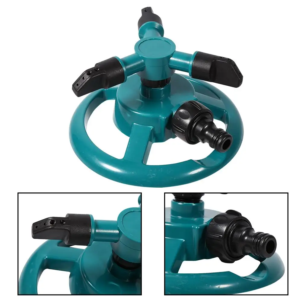 360° Automatic Garden Sprinkler with 3 Nozzle Arms - Rotating Water Hose System for Efficient Lawn Irrigation