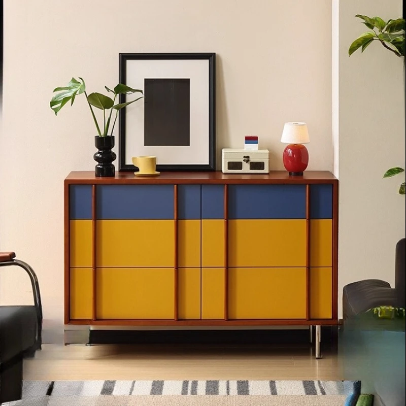 

Medieval color matching six-chest cabinet contrasting color drawer cabinet living room storage locker bedroom bedside cabinet