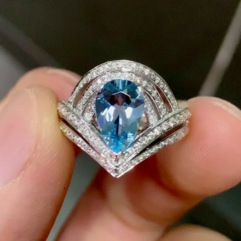 Synthetischer Edelstein Saphir Ovale Form Aquamarin-Farbe Zertifiziert Handgeschliffen – Detail 28