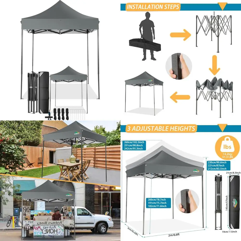 

Heavy-Duty 6.6x6.6 Outdoor Pop-Up Canopy, Waterproof and UV-Protected, Ideal for All-Season Commercial Events and Parties