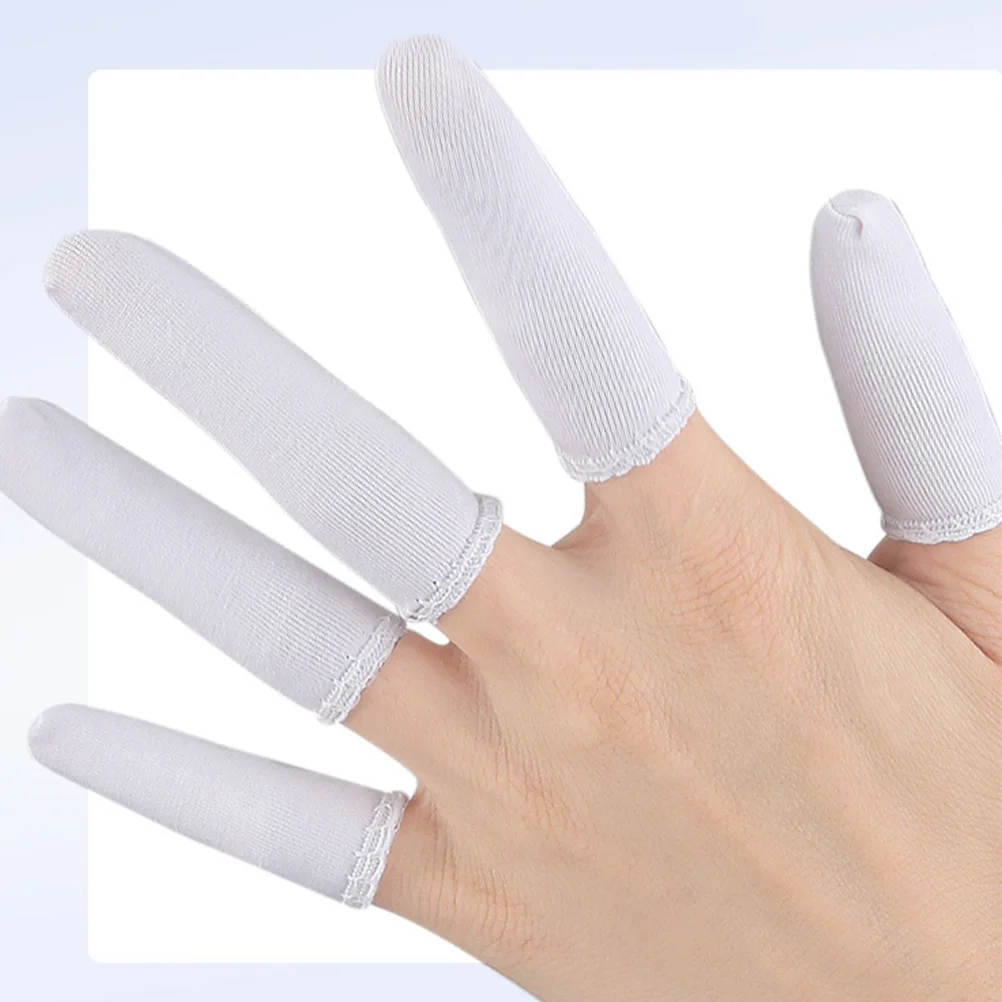 

60 Pcs Pure Cotton Finger Cots Covers for Protection Fingertip Protector Sleeves Breathable Tips Gel