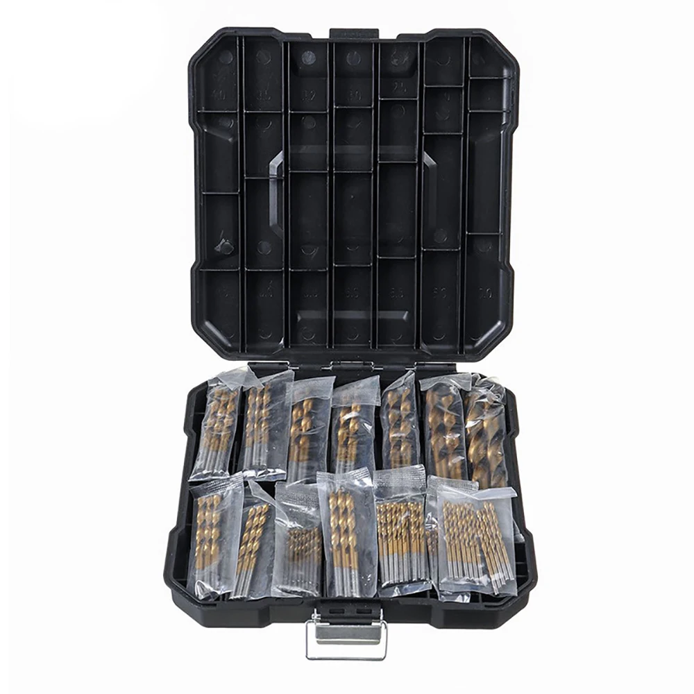 99PCS/SET Twist Drill Bits High-Speed Steel Hole Opener For Steel Wood Plastic Aluminum Alloy With Storage Box