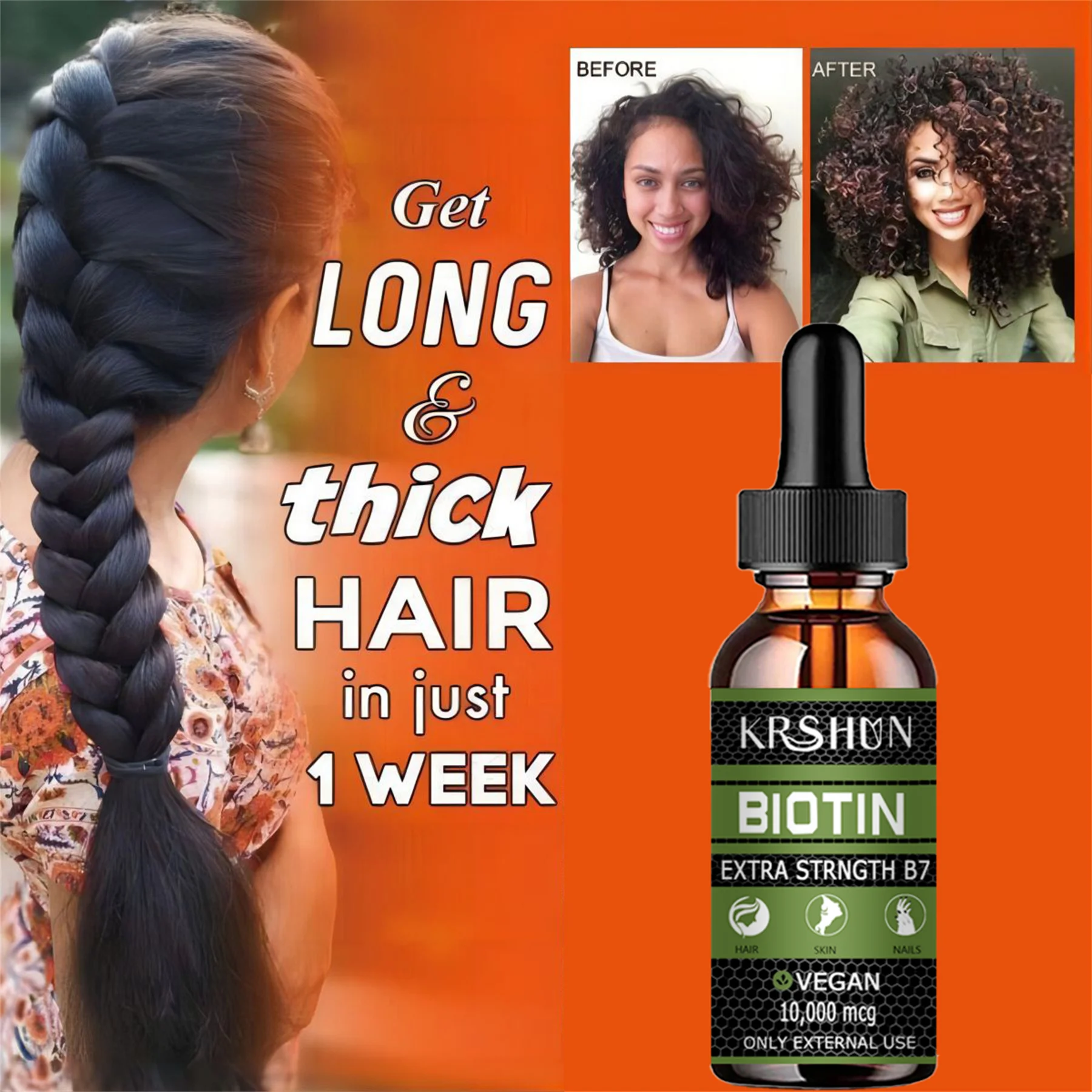 Biotin Fast Hair Growth Oil Hair Regrowth Serum Hair Thinning Treatment Hair Growth Liquid Anti-Hair Loss for Women & Men