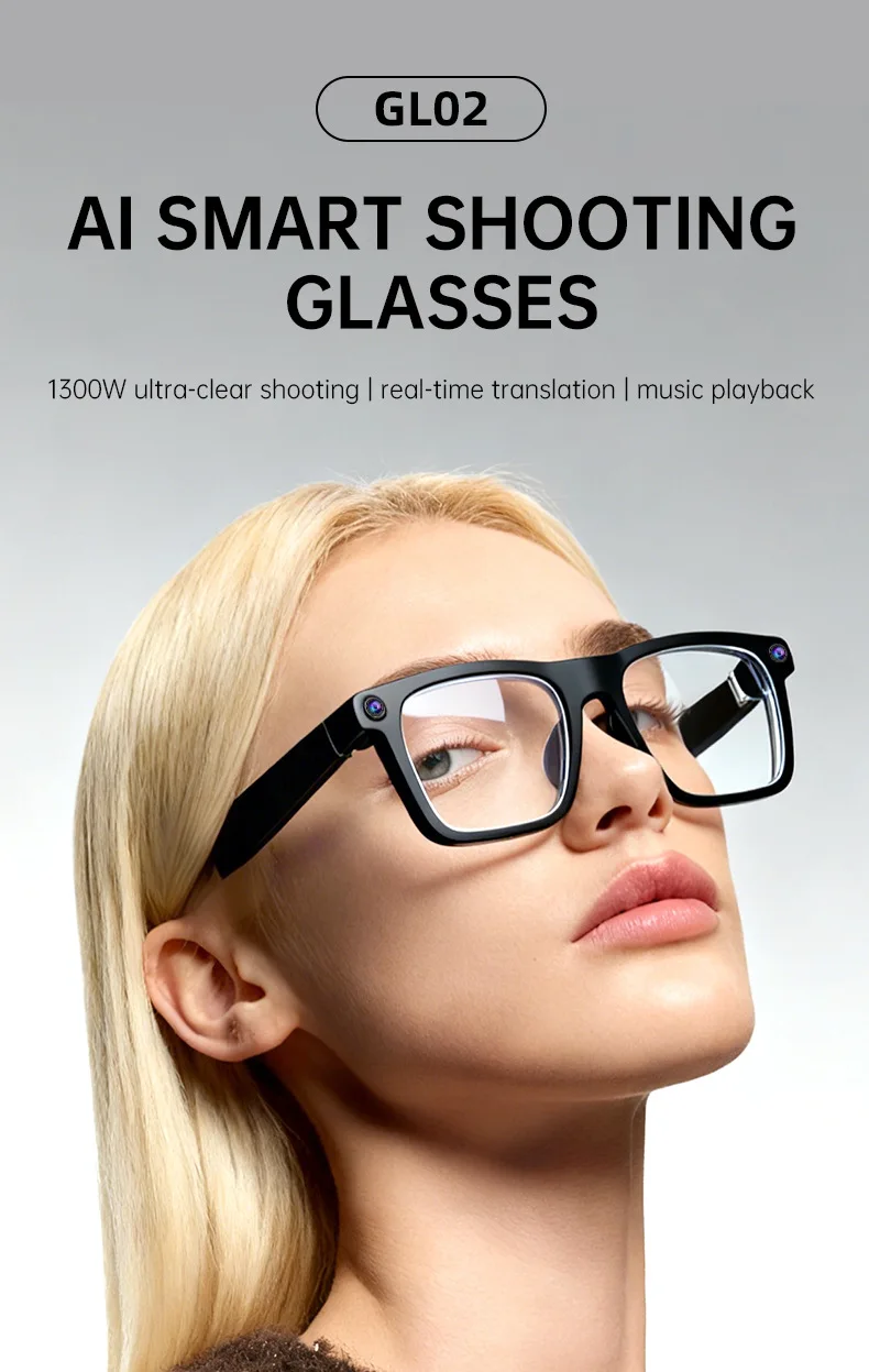 GL02 AI Smart Glasses — 13MP camera, 140+ language translation, AI assistant, meeting recorder. Wear it. See more - view 4