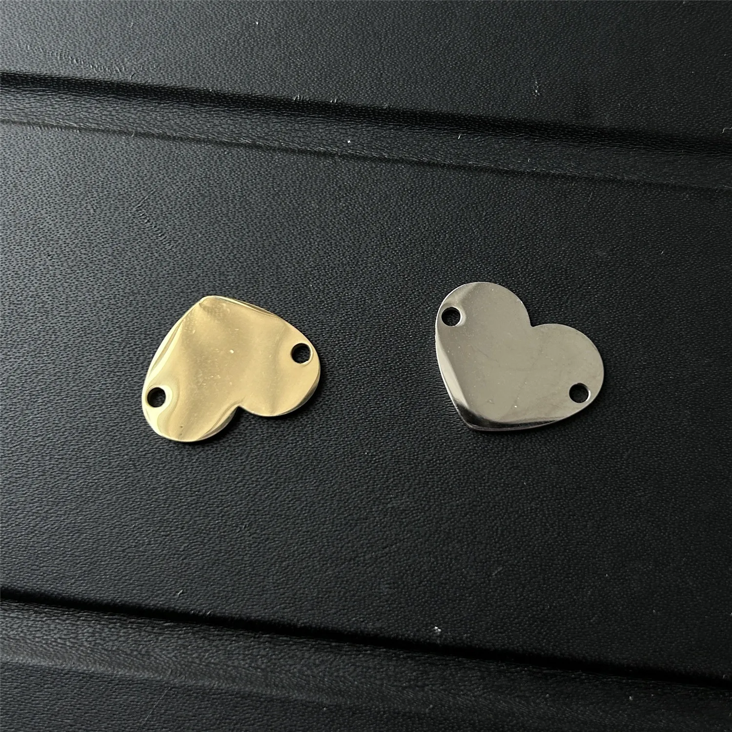 5PCS/lot New Style Stainless Steel Blank Double Hole Heart Charms Fit Bracelets Making Handmade Jewelry Love Heart Accessories