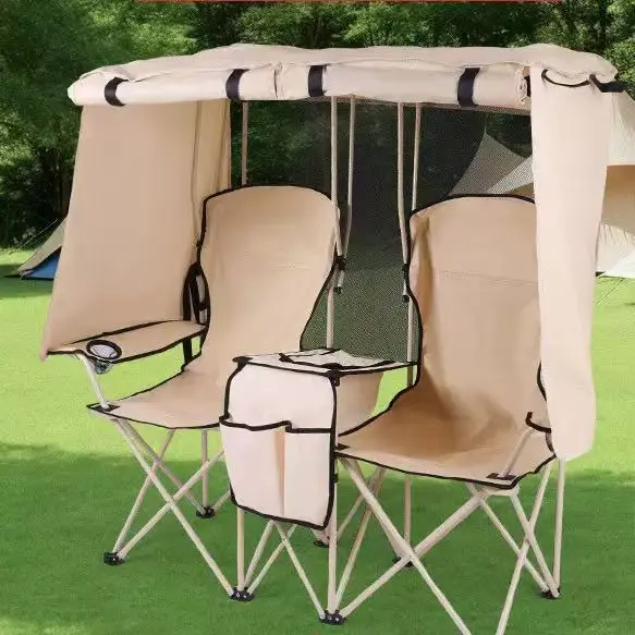 

One-Piece Sunshade Double Chair Canopy Portable Foldable UV-Resistant Waterproof for Camping Fishing and Courtyard Use