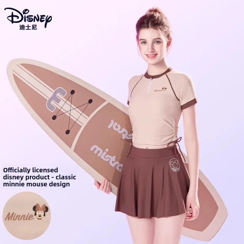 

Disney Swimsuit Women's Split Two-piece Set Conservative Student Sports Swimsuit To Cover The Belly and Show Thinness Swimsuit