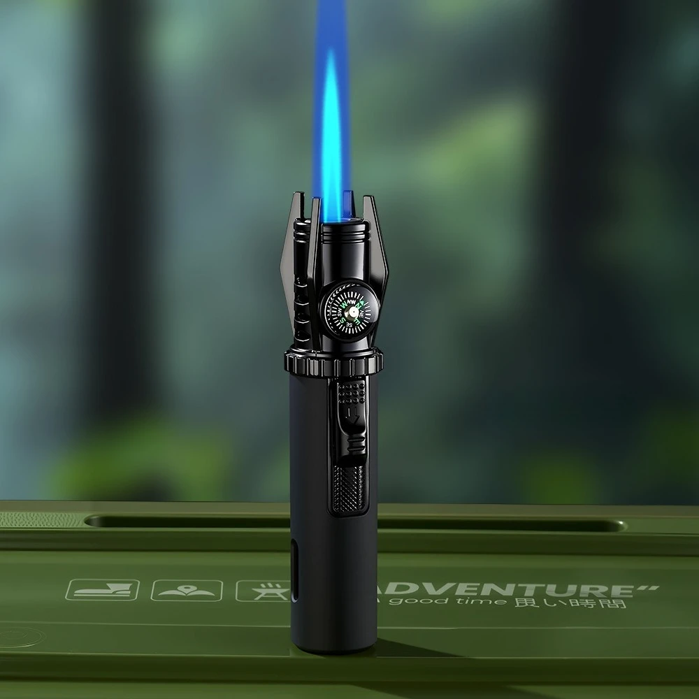

Mini Spray Gun Windproof Jet Blue Flame Butane Gas Torch Lighter Outdoor Compass Visible Gas Window Cigar Lighters Gifts