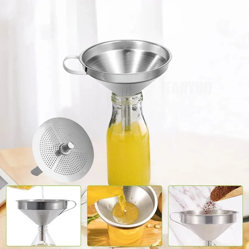 Stainless Steel Kitchen Funnels Set Good Grade Metal Funnels For Filling Bottles Small Funnels For Essential Oil Spices Filter