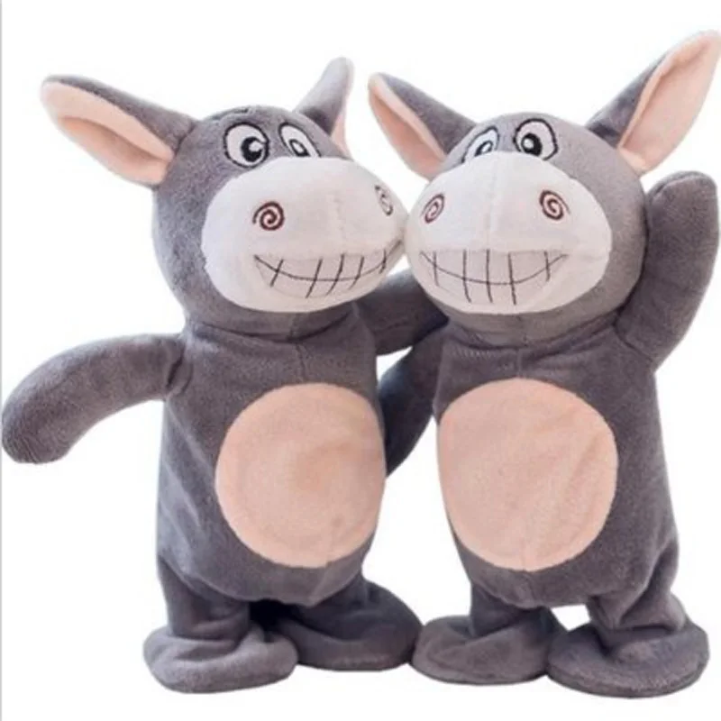 Juguetes de peluche de burro parlante para niños, mascotas electrónicas, grabación de sonido divertida, cantar