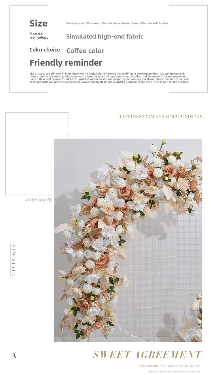 Simulations-Blumenball, künstliche Blumenreihe, runder Blumenschirm, Hochzeits-Hintergrund, Schaufensterdekoration, kommerzielle Dekoration, Großhandel – Detail 3