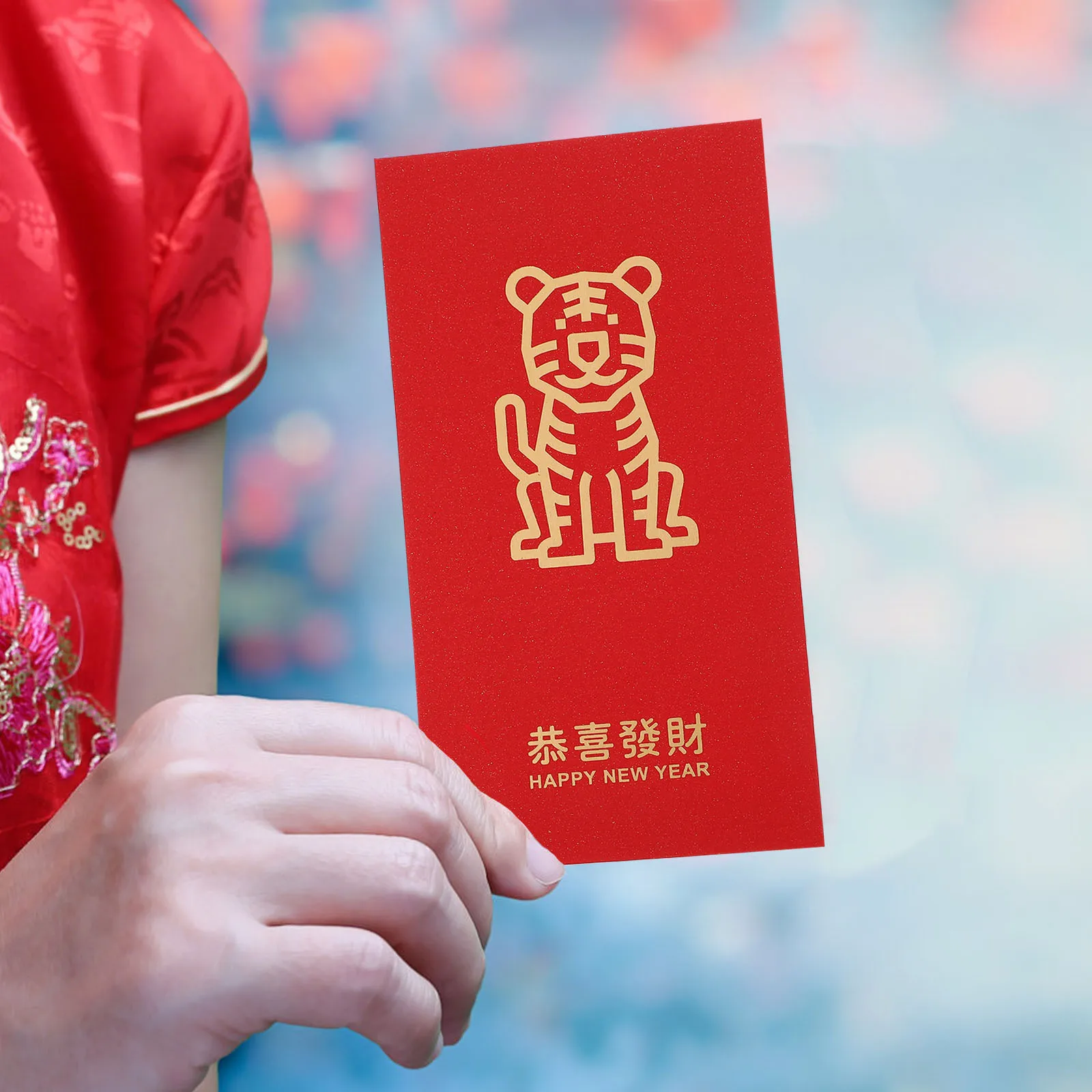 

12pcs Tiger Year Envelope Thicken Gold-Blocking Gift Money Bag New Year Envelope Paper Red Packet Blessing Pattern Spring
