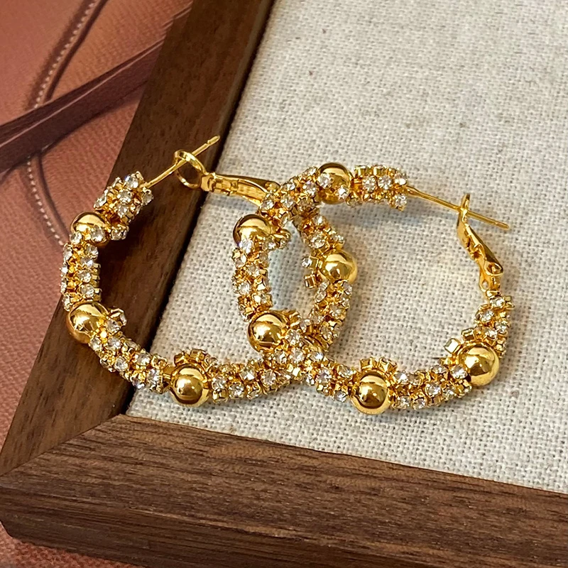 

PONYKISS 925 Sterling Silver 18K Gold Zircon Bead Geometric Hoop Earrings for Women Minimalist Fine Jewelry Trendy Accessories