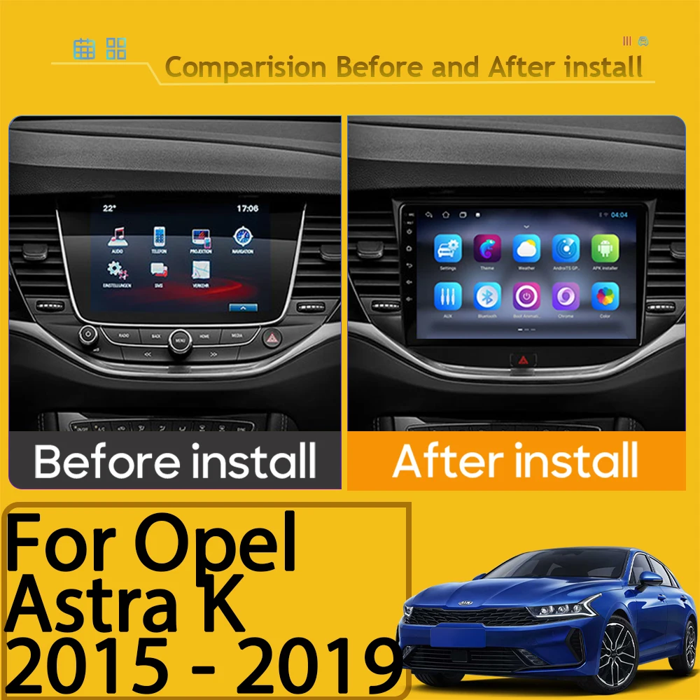 Stereo samochodowe Android dla Opel Astra K 2015-2019 Radio samochodowe bez odtwarzacza 2din Ekran dotykowy Jednostka główna Nawigacja Monitor