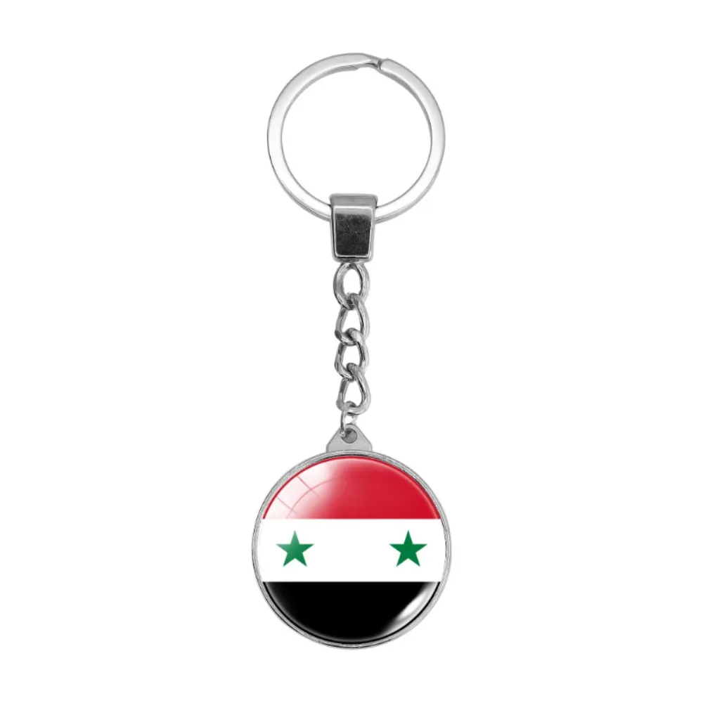 Syrian New Old Flag Time Gem Metal Keychain Double Sided Keyfod Pendant Keyrings Women Men Car Jewelry