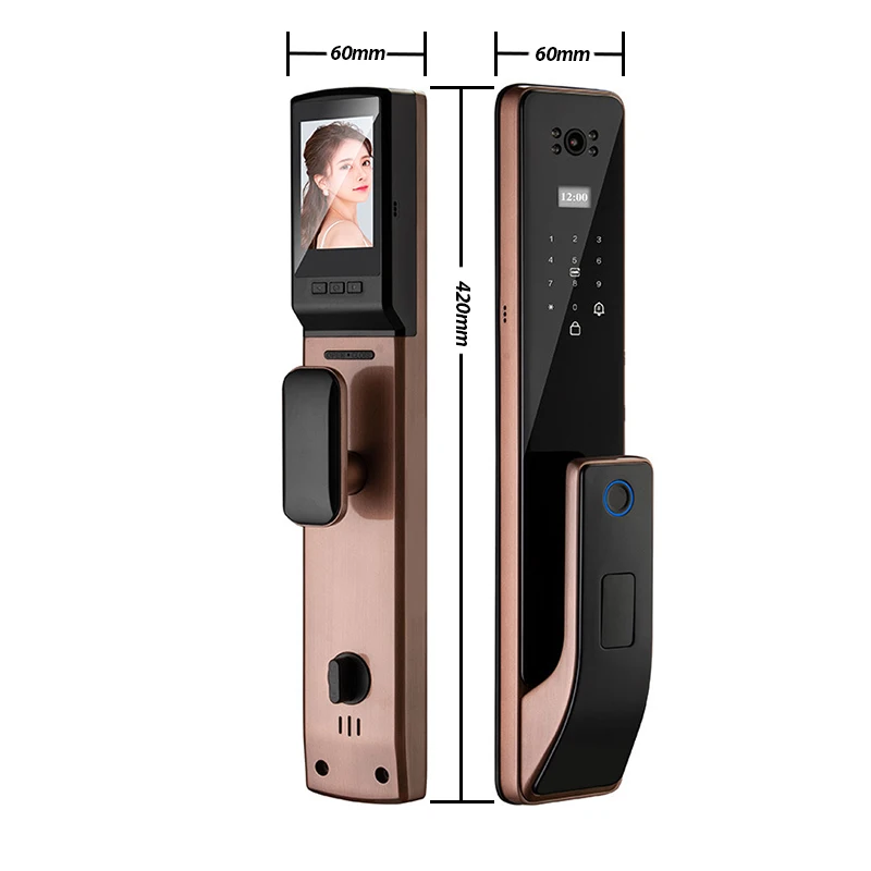 Tuya Smart Door Lock 3D Face Fingerprint Card Swiping Mechanical Key Cat Eye Waterproof App Unlocking