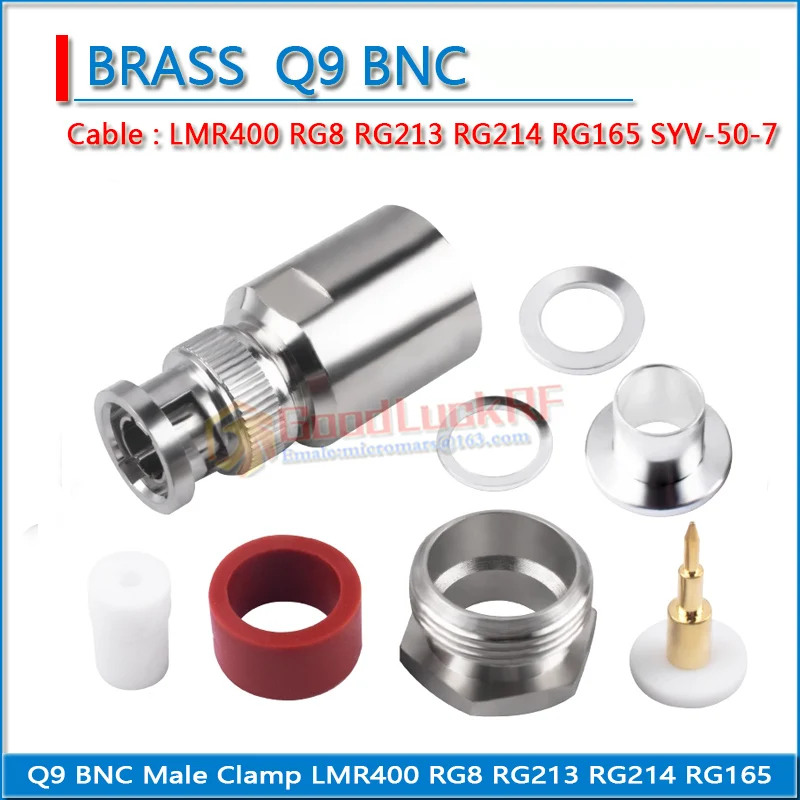 Q9 BNC ذكر تركيب المشبك لحام LMR400 RG8 RG213 RG214 RG165 SYV-50-7 كابل مستقيم 50Ohm النحاس RF موصل محولات #4