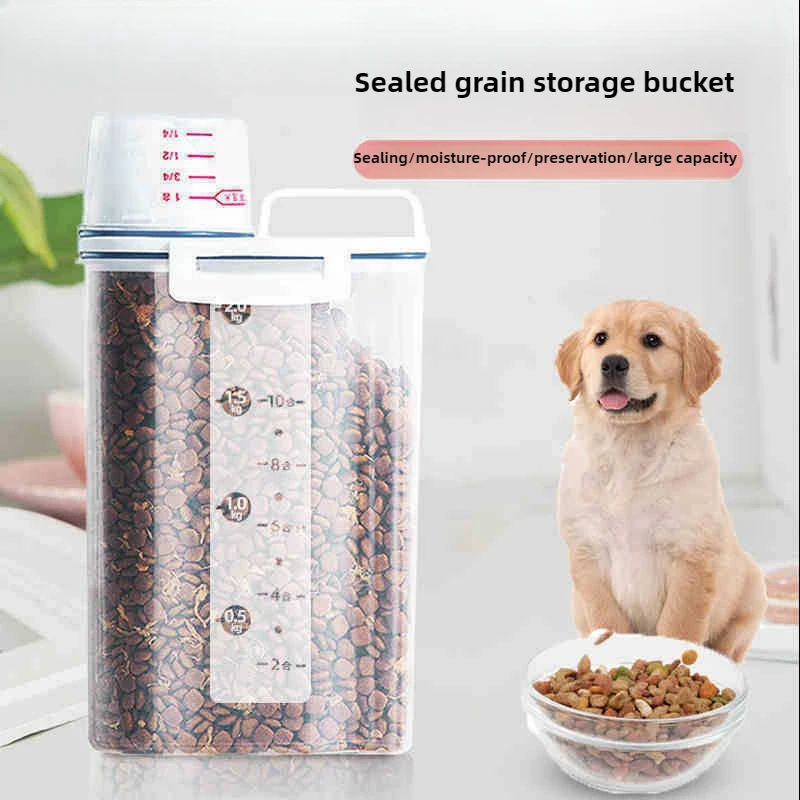 2L Large Capacity Pets Food Storage Container with Seal and Moisture-Proof Design for Cat and Dog Feeding