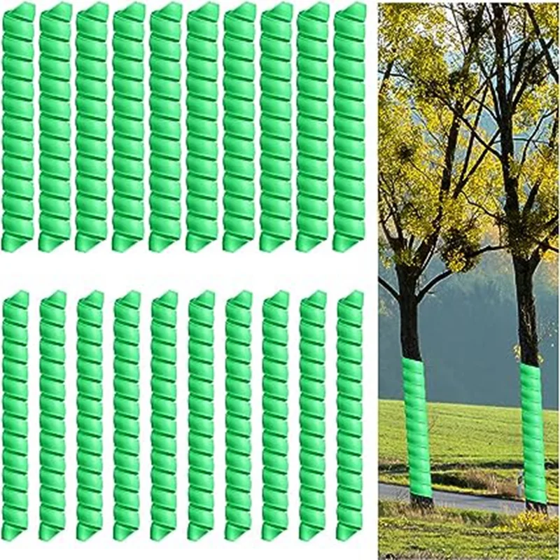 20PCS Plant Trunk Protectors, Plastic Spiral Trunk Protection Wraps, Bark Wraps, Bark Wraps Around Tree Tubes Green Durable