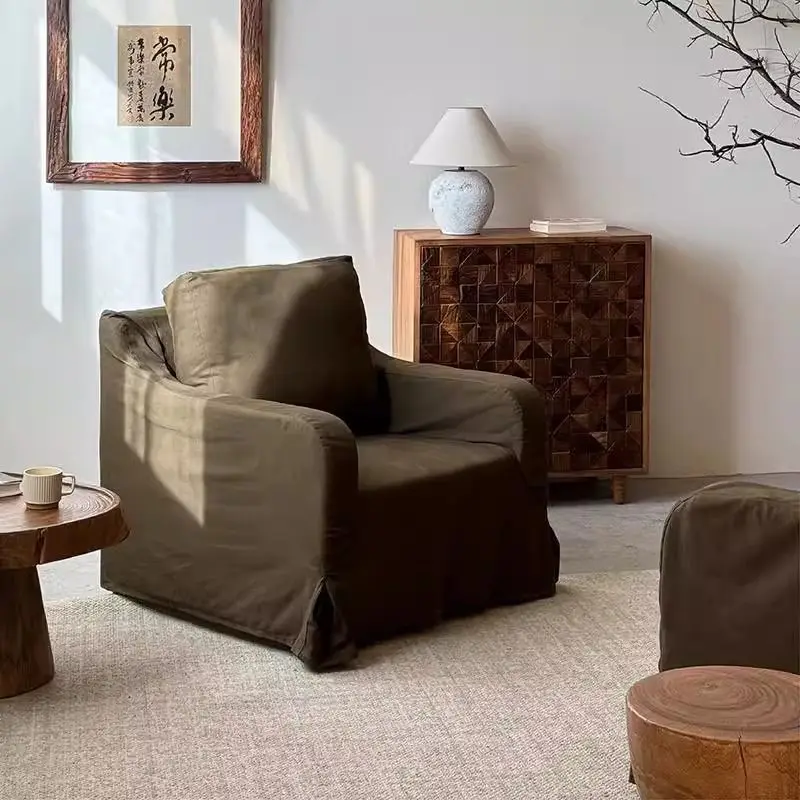 

multi-person removable and washable bed and breakfast, single sofa linen fabric living room small apartment Japanese style