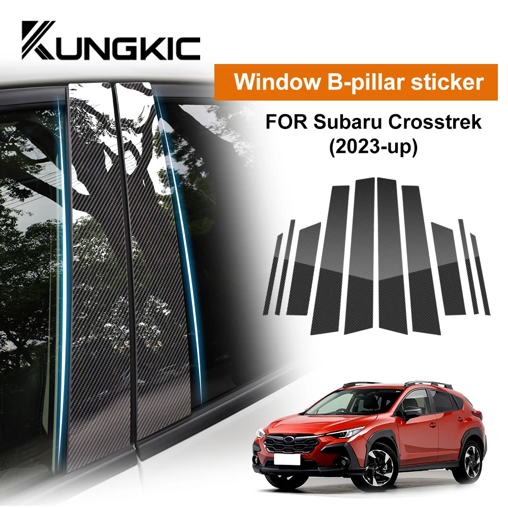 B Pillars For Subaru Subaru Crosstrek 2024 Impreza 2024Window Door Column B Pillar Post Trim Glossy Carbon Fiber Texture Sticker