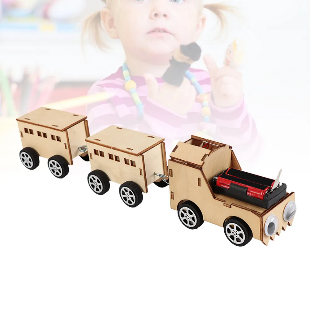 

Electric Wooden Train Construction Kit 3mm Wood Puzzle DIY Handcraft Assembly Creative Educational Game for Kids Children