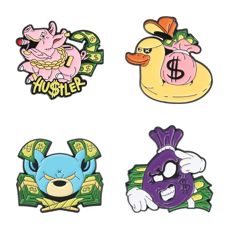 

New Cartoon Animal Badge, Lucky Duck Money Bag Pattern Accessory Badge