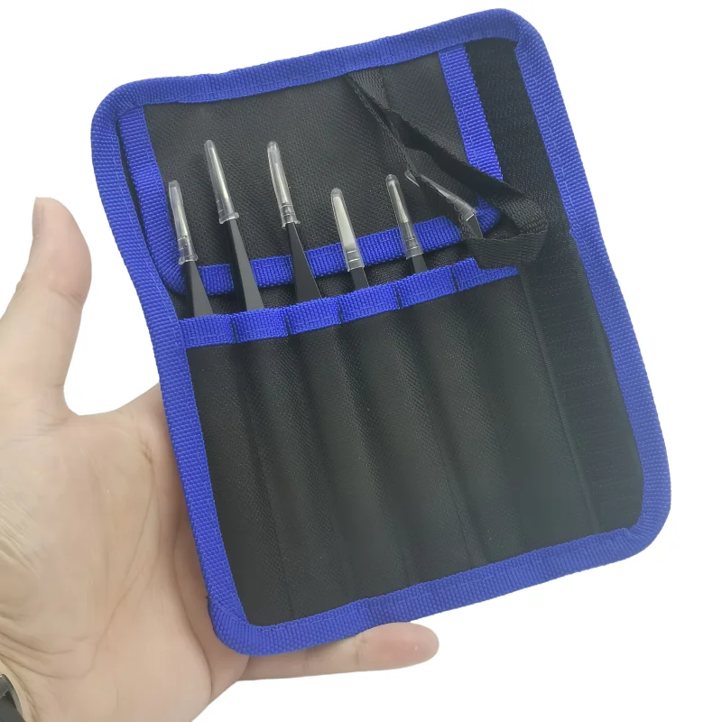 6Pcs  Anti‑Static Tweezers Set, Stainless Steel Precision Tweezers Kit with Storage Pouch for Electronics Repair, Jewelry Craft