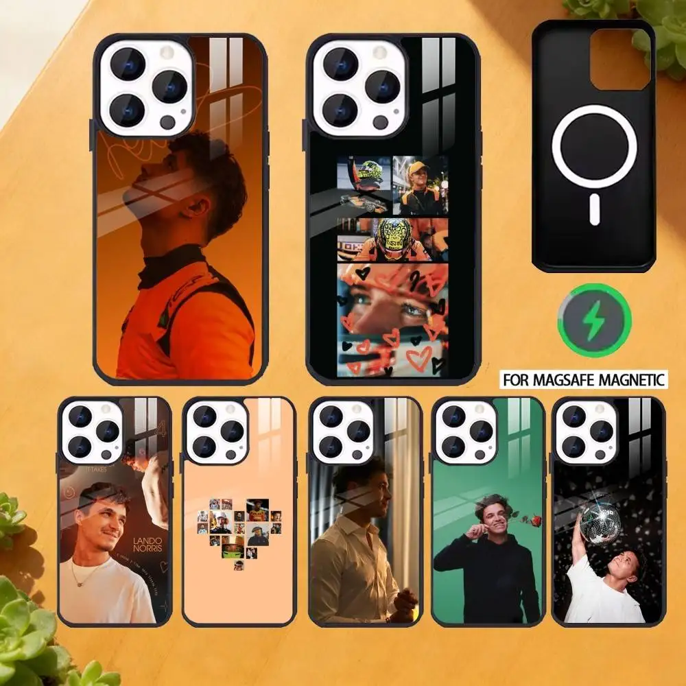 

L-Lando N-Norris Racing Driver Phone Case For iPhone 17 16 15 14 13 12 Pro Max Plus for Magsafe Mirror Wireless Magnetic Cover