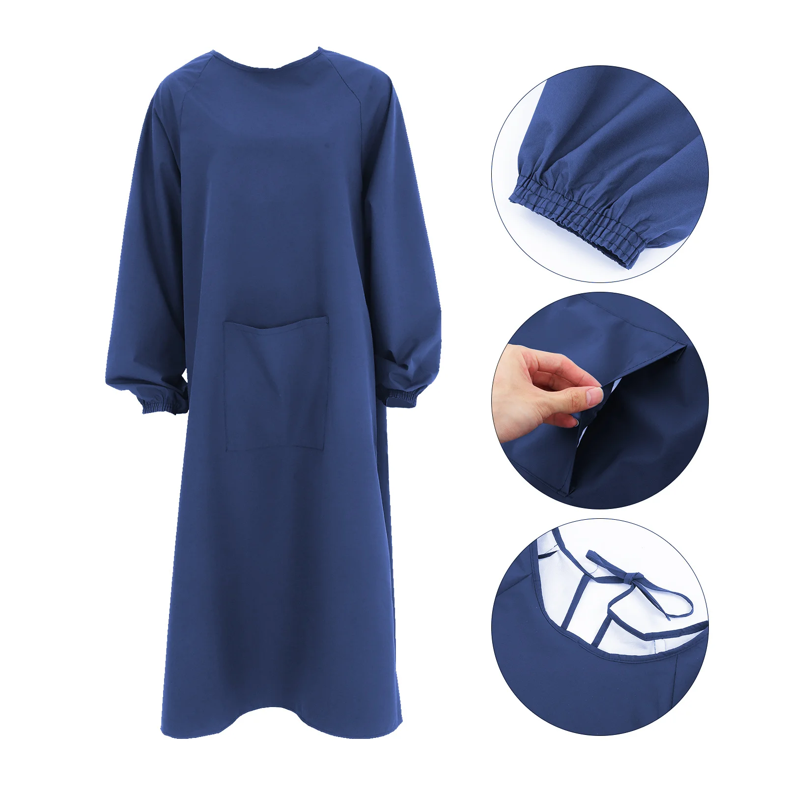 

Waterproof Apron Dark Blue Oil Resistant Long Sleeve Workwear For Cleaning Cooking Gardening Dishwashing Men