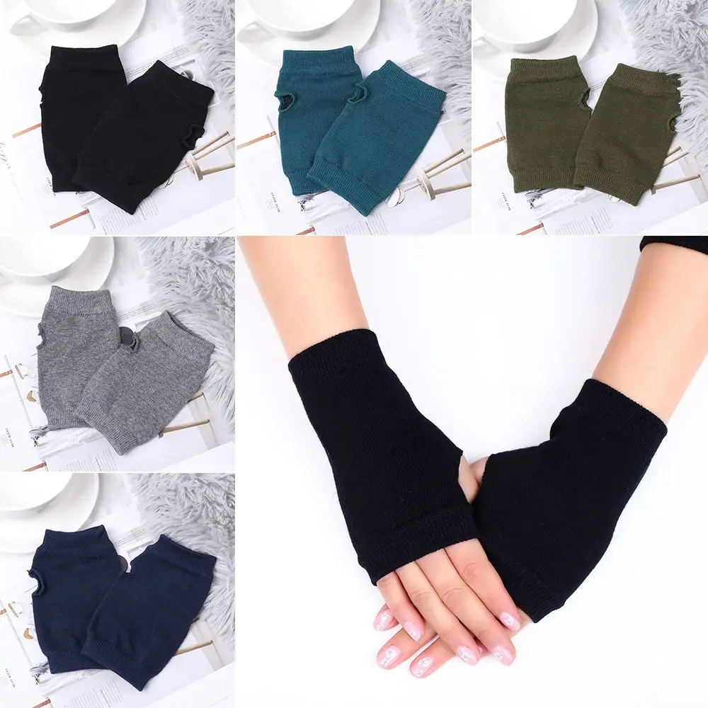 Women Girl Winter Autumn Warm Fingerless Half Mitten Wrist Gloves Exposed Finger Knitted Wool Glove