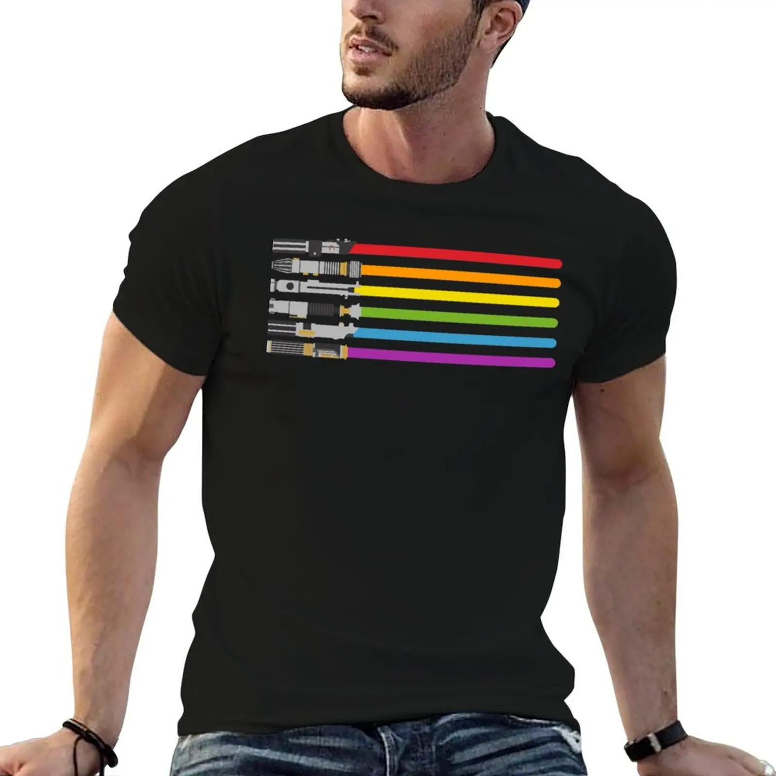 Lightsaber Rainbow T-Shirt Daily Casual Short Sleeve Tee Shirt