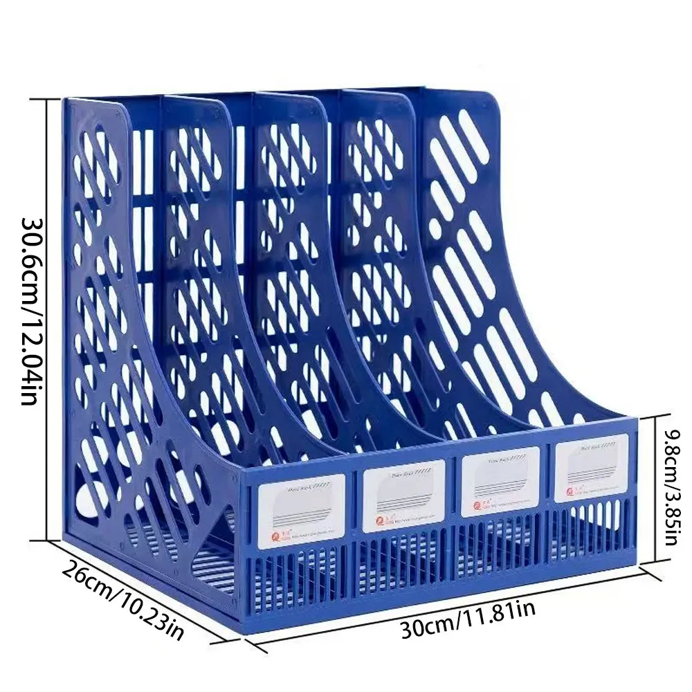 Large capacity 4-column desktop file box, file storage box, document rack multi-layer book stand
