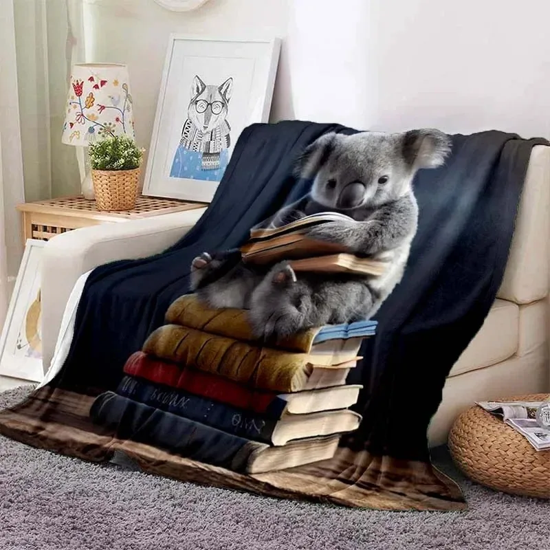 Koala Pattern Printed Blanket Leisure Sofa Blanket Home Sheet Sofa Office Air Conditioning Soft Leisure Travel CustomizableThrow