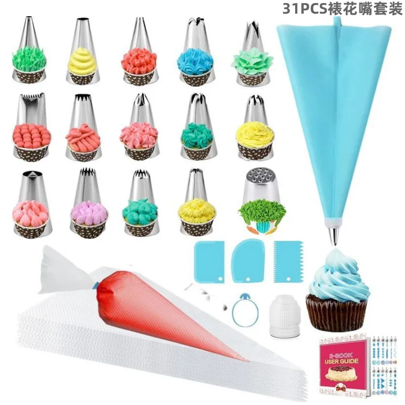 

Reusable Silicone Piping Bags Pastry Nozzles Set For Cake DIY Cupcakes Paper Cup Decorating Kitchen Pastry Baking Tools