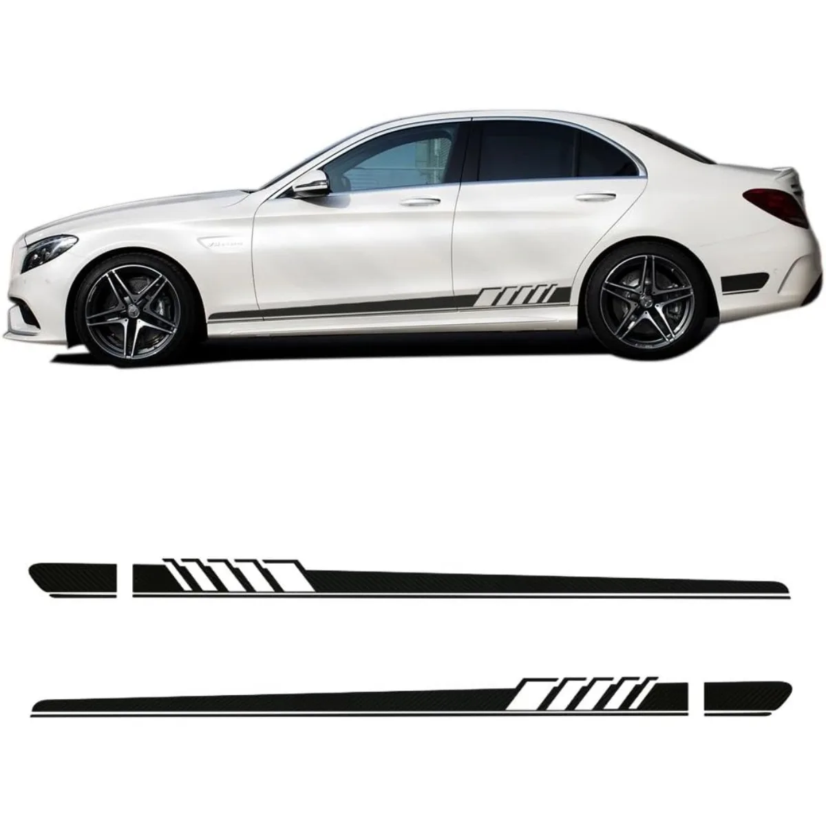 Car Door Side Rocker Panel Stripe Decals Stickers for Mercedes Benz C Class W205 4-Door Sedan S205 C180 C200 C230 C280 C300 C320