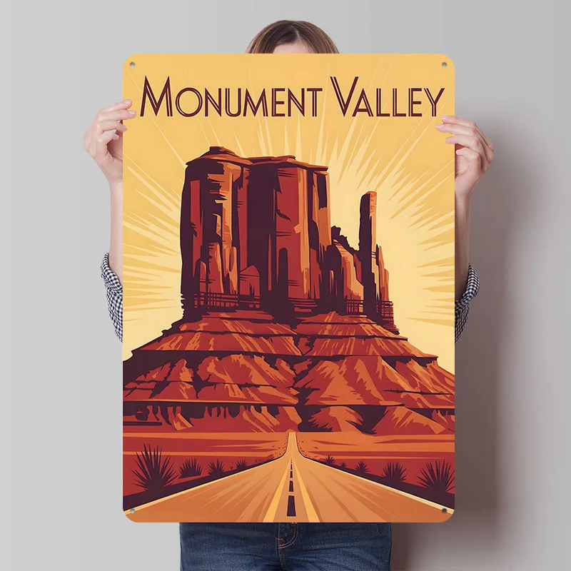 Monument Valley Travel Tin Plaque Poster Customized Retro Wall Art Vintage Metal Signs for Room Bedroom Decoration Gaming Home