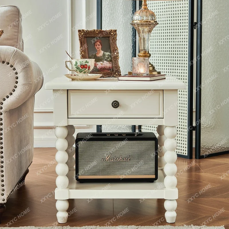 

pearl white small coffee table, sofa edge rack, small table storage, living room home