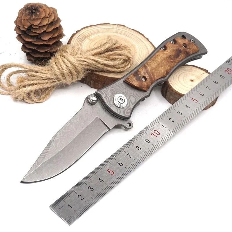 Damascus 339 Folding Knife Outdoor Portable Camping Fishing EDC Tool