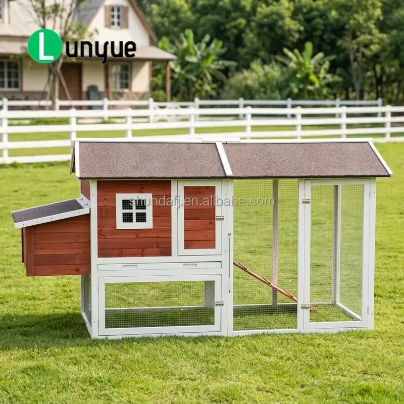 Modern Luxury Red Waterproof Eco-Friendly Outdoor Pet House Chicken Coop with Large Fence and Printed Pattern for Garden Yard