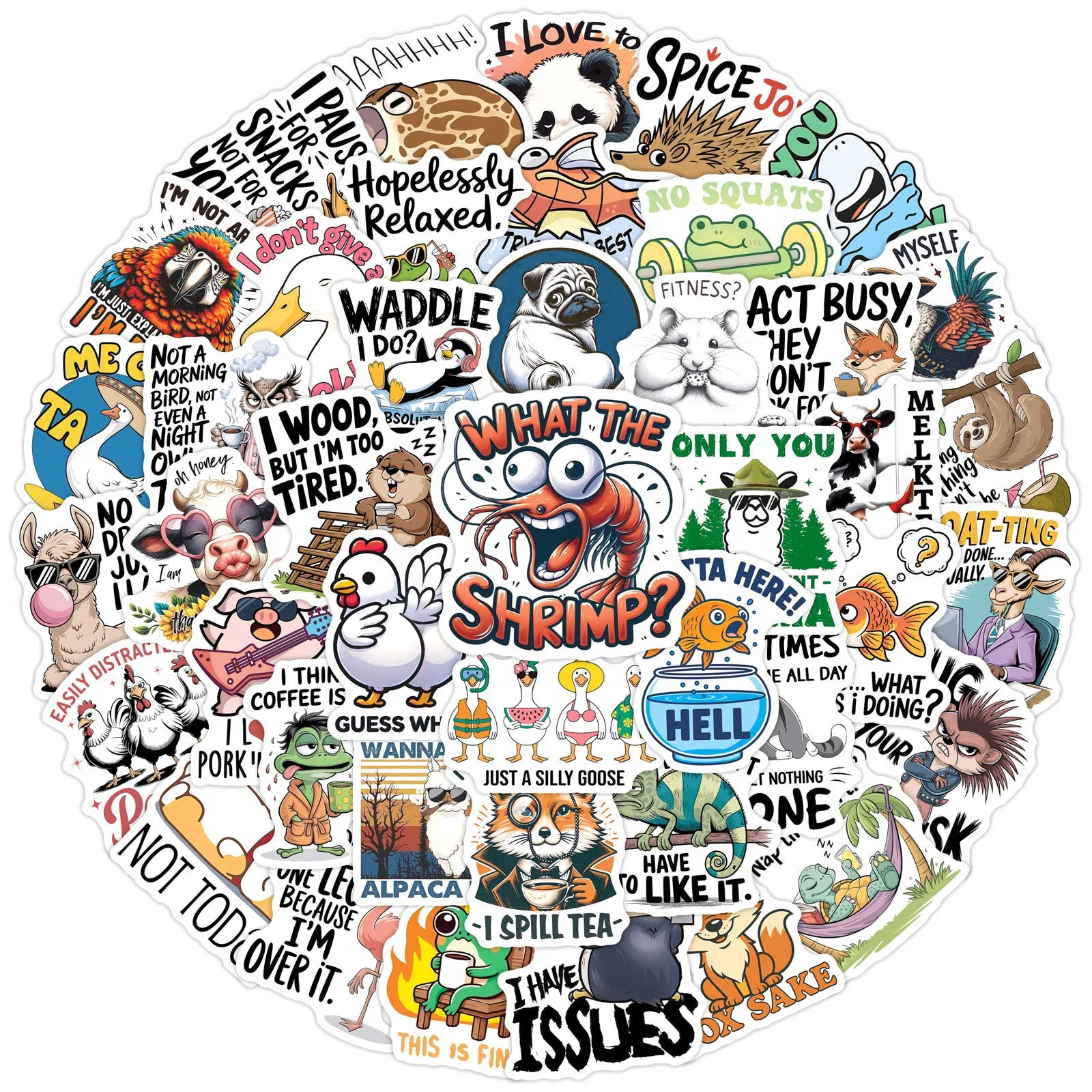 10/50PCS Creative Funny Animal Words Stickers Cute Decals DIY Notebook Phone Laptop Scrapbook Waterproof Kids Reward Sticker Toy