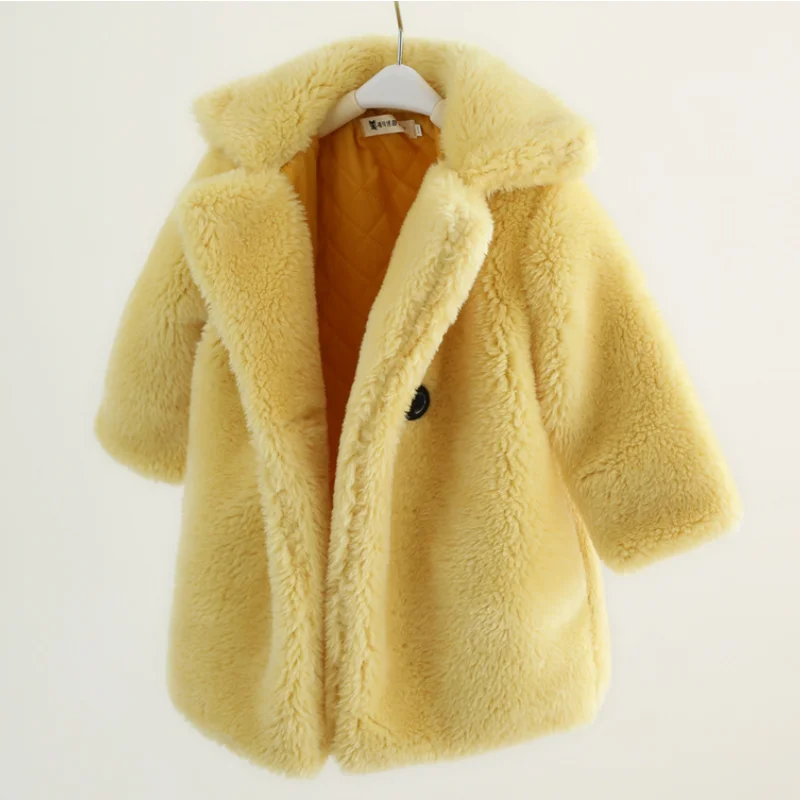 Autumn and Winter Girls\' New Velvet and Thickened Lapel Solid Color Windproof and Warm Fashion Versatile Cotton Clothes